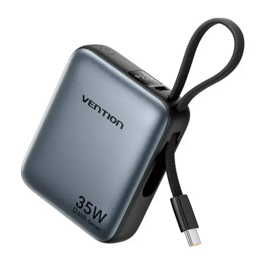 Vention FHEH0 external battery (powerbank) | 10000 mAh | 35W | USB-C | LED display | gray