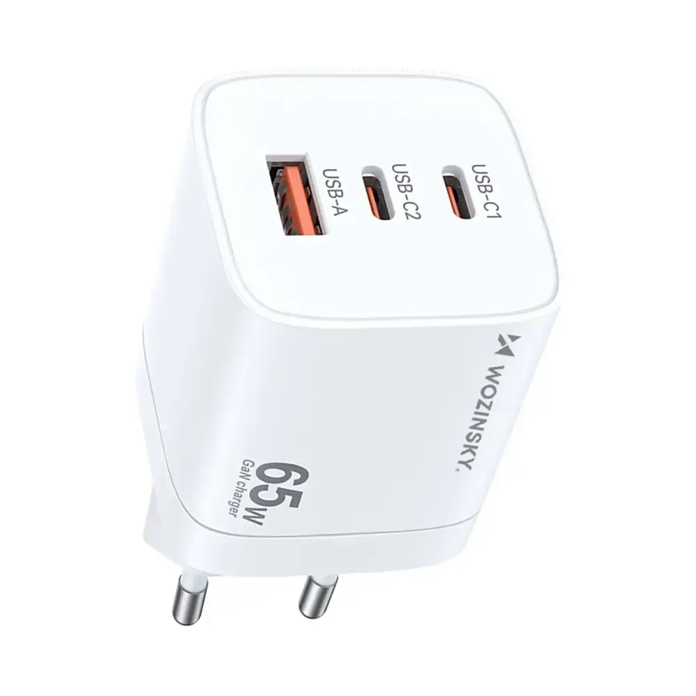 Wozinsky CGWCW tīkla lādētājs | 65W | GaN | USB-A, USB-C | balts