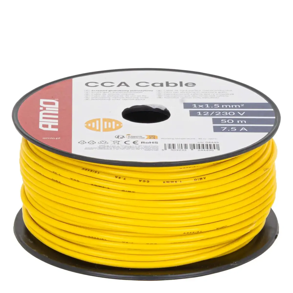 CCA Cable CCA 1x1.5mm2 50m 7.5A 12/230V AMIO-04449
