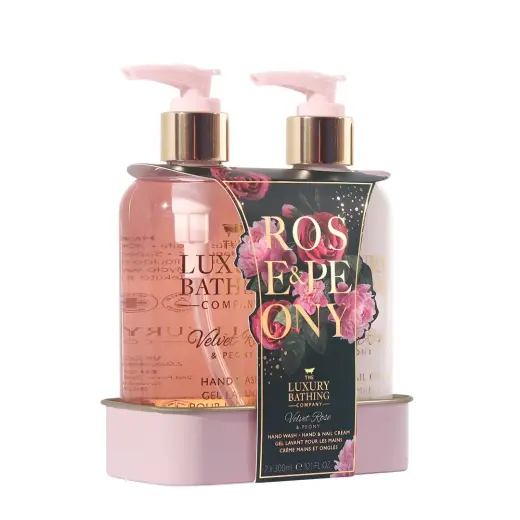 Set The Luxury Bathing Company: Velvet Rose & Peony, Moisturizing, Hand Cream, 300 ml + Velvet Rose & Peony, Cleansing & Hydrating, Liquid Soap, For Face & Hands, 300 ml