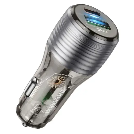 Borofone Car charger BZ30 Absolute - USB + Type C - QC 3.0 PD 30W 3A transparent-black