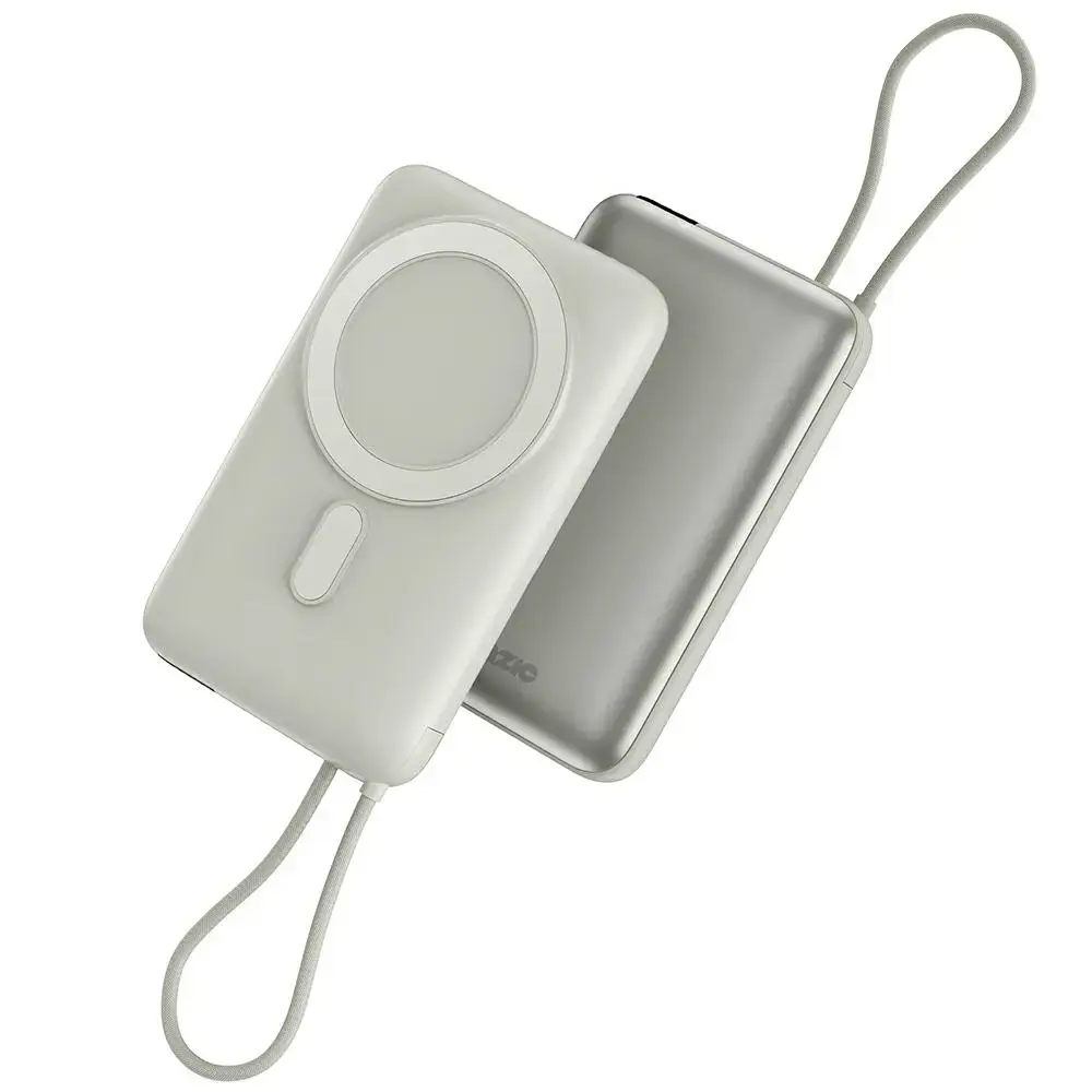 Bazic Fusion Mag ārējais akumulators (powerbank) | 10000 mAh | 22W | USB-C, MagSafe | LED ekrāns | pelēks
