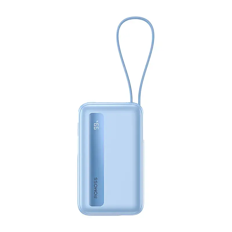 Romoss PPR20 external battery (powerbank) | 20000 mAh | 22.5W | USB-C, Lightning, USB-A | LED display | blue