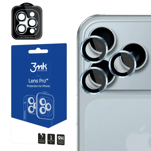 3mk Lens Protection Pro Tempered Glass for iPhone 17 Pro | 17 Pro Max - Light Blue