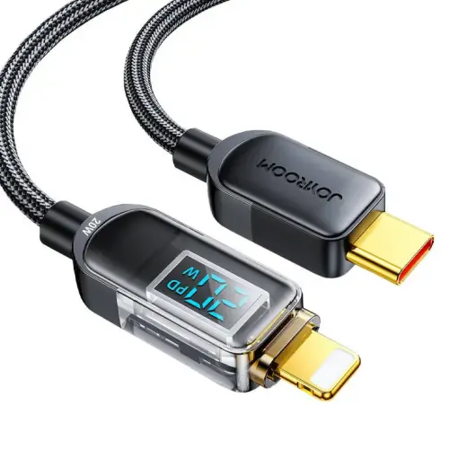 Joyroom S-CL020A4 datu pārraides un uzlādes vads | USB-C uz Lightning | 20W | ar LED ekrānu | 1.2m | melns