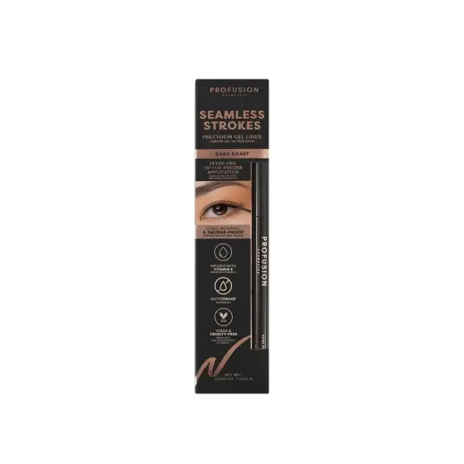 Profusion Cosmetics, Seamless Strokes, Long Lasting & Defining, Gel Eyeliner, Dark Roast, 0.05 g