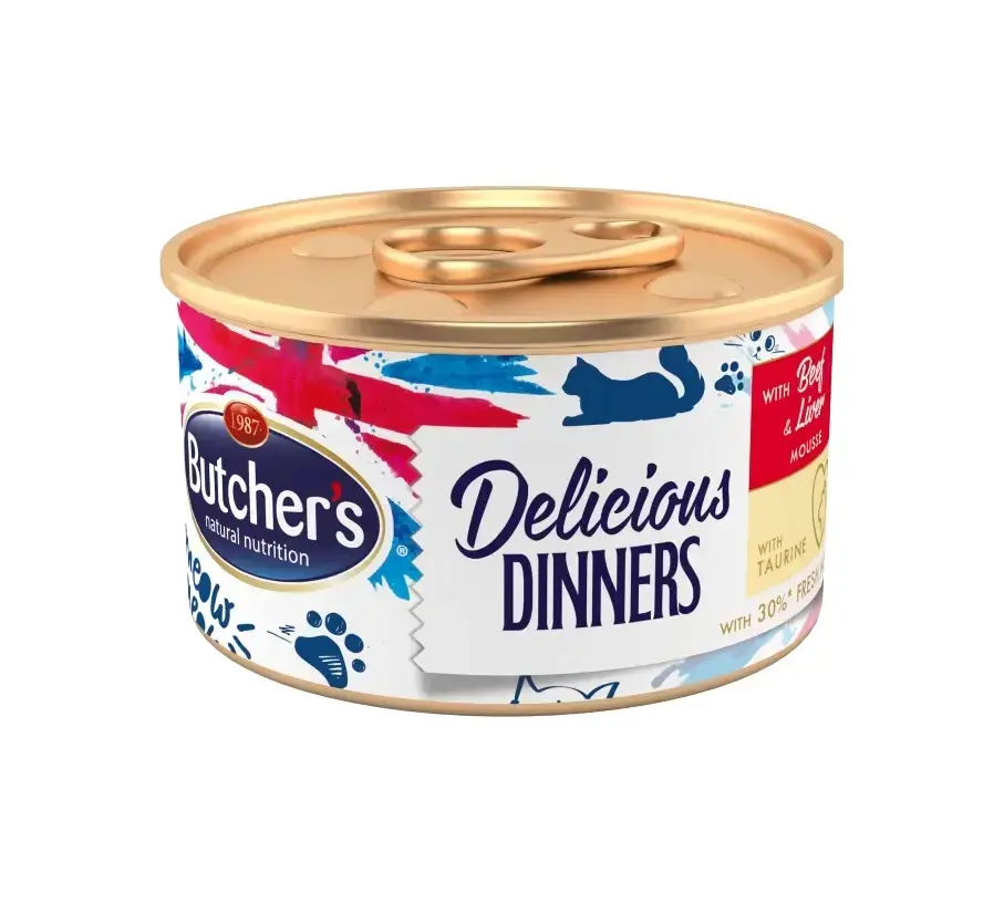 Konservēta barība kaķiem - Butchers WCC Classic DD beef|liver mousse 85g