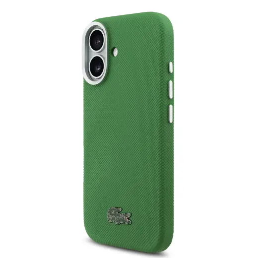 Lacoste Iconic Petit Pique Metal Logo telefono dėklas su MagSafe palaikymu iPhone 17 žalias