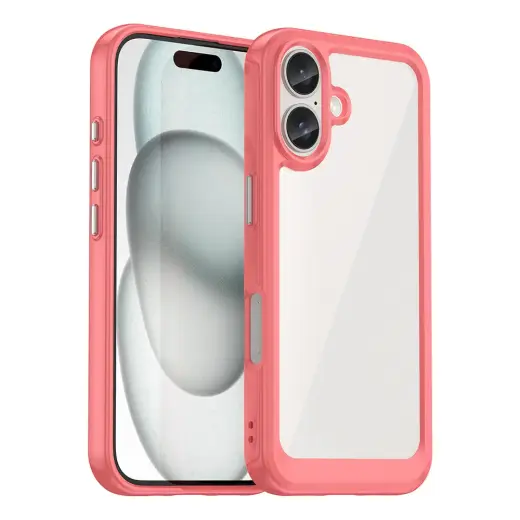 Outer Space Gel Frame telefono dėklas iPhone 16 Plus raudonas
