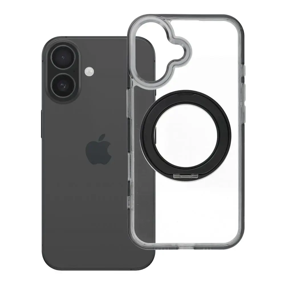 Case for iPhone 16 Frame Circle Stand compatible with MagSafe black