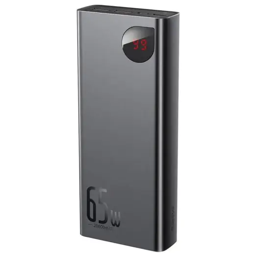 Baseus Adaman metal PPIMDA-D01 внешний аккумулятор (powerbank) | 20000 mAh | 65W | Micro USB, USB-C, USB-A | черный