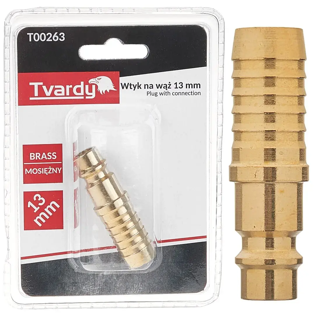 Brass quick coupler plug, hose barb 13 mm