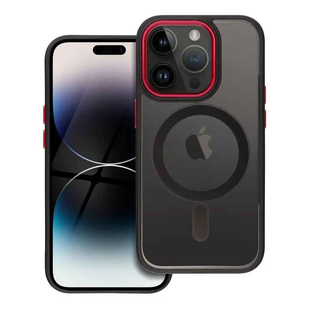 Case for iPhone 14 PRO Color Edge Mag Cover compatible with MagSafe black-red