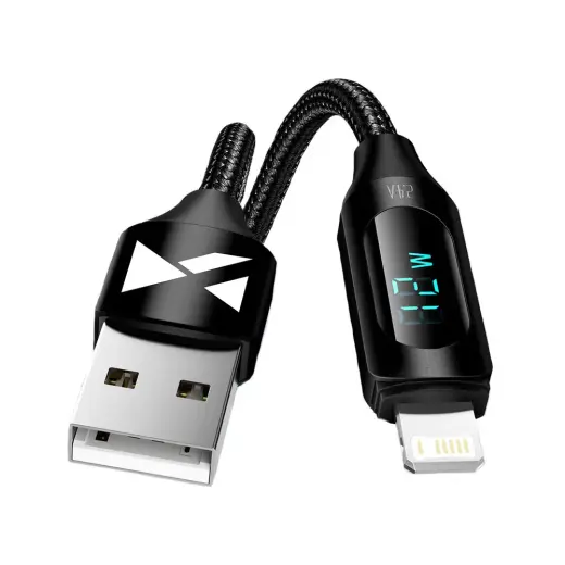 Wozinsky WUALC2 data transfer and charging cable | USB-A to Lightning | 12W | with LED display | 2m | black