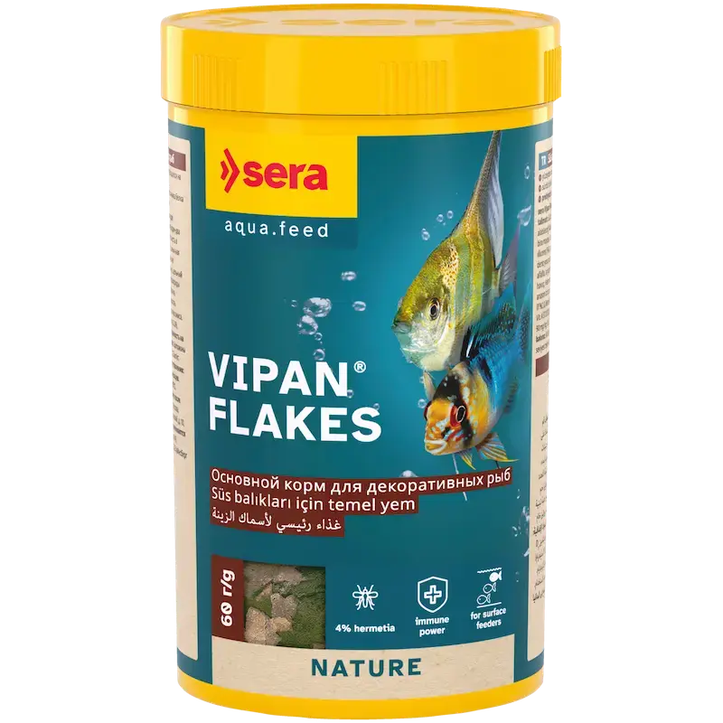 Pārslveidīga barība dekoratīvajām zivīm - Sera Vipan Flakes 250ml (60g)