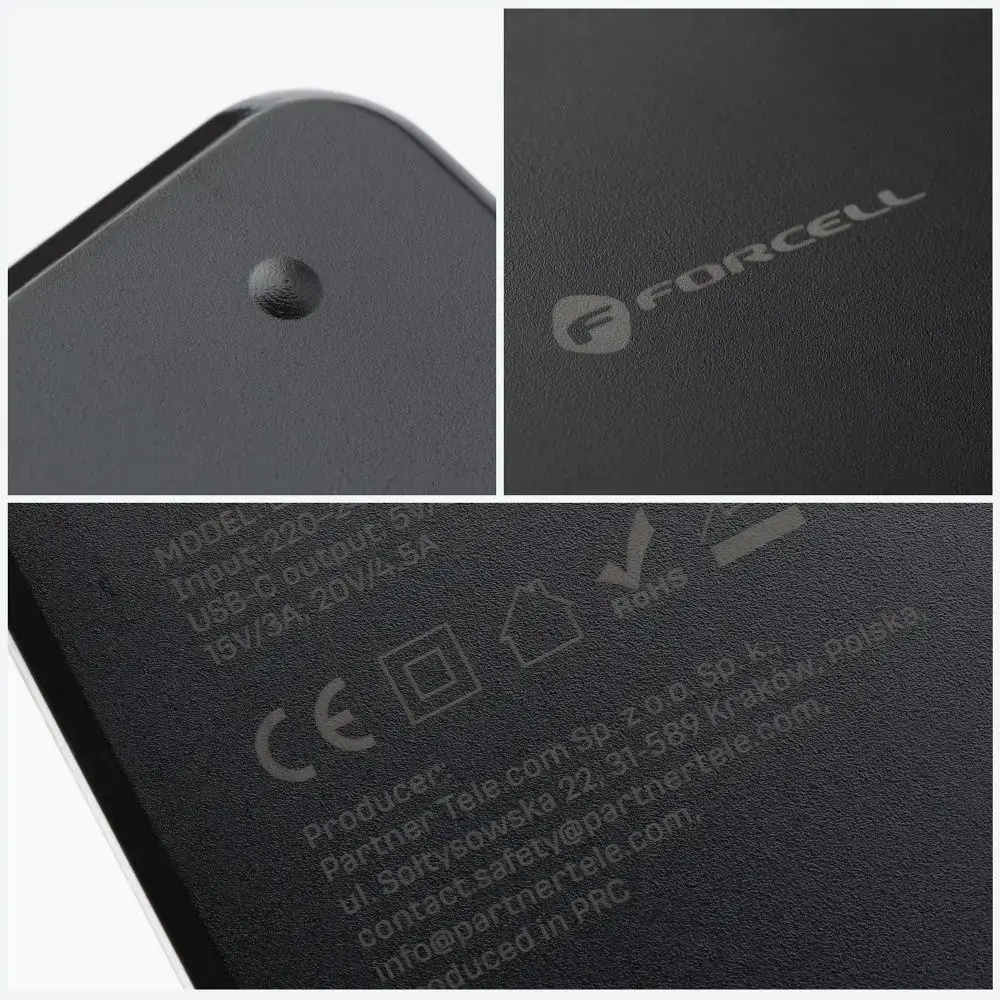 FORCELL F-ENERGY E856 uniwersal laptop charger 90W (6 adaptors) - czarny