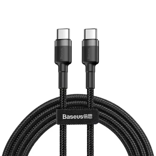 Baseus Cafule datu pārraides un uzlādes vads | USB-C uz USB-C | 60W | 1m | melns