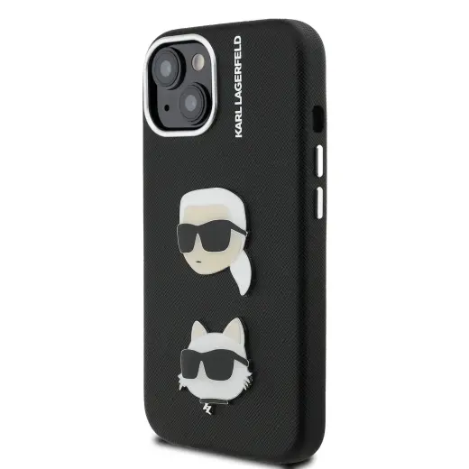Karl Lagerfeld Grained PU K&CH Heads чехол для телефона iPhone 15 черный