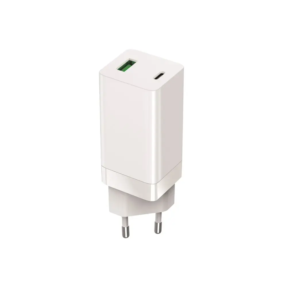 Setty GAN LSI-02 tīkla lādētājs | 65W | PD, QC, GaN | USB-A, USB-C | balts