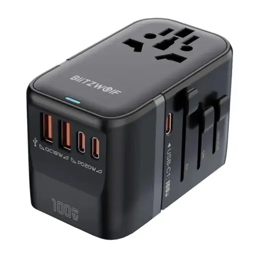 BlitzWolf BW-TA2 tīkla lādētājs | 100W | PD, QC, GaN | USB-C, USB-A