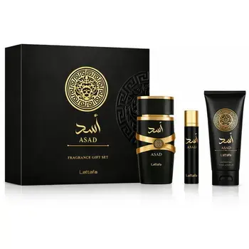 Lattafa Perfumes Asad Dárková sada EDP 100 ml, miniaturka 12 ml a sprchový gel 100 ml