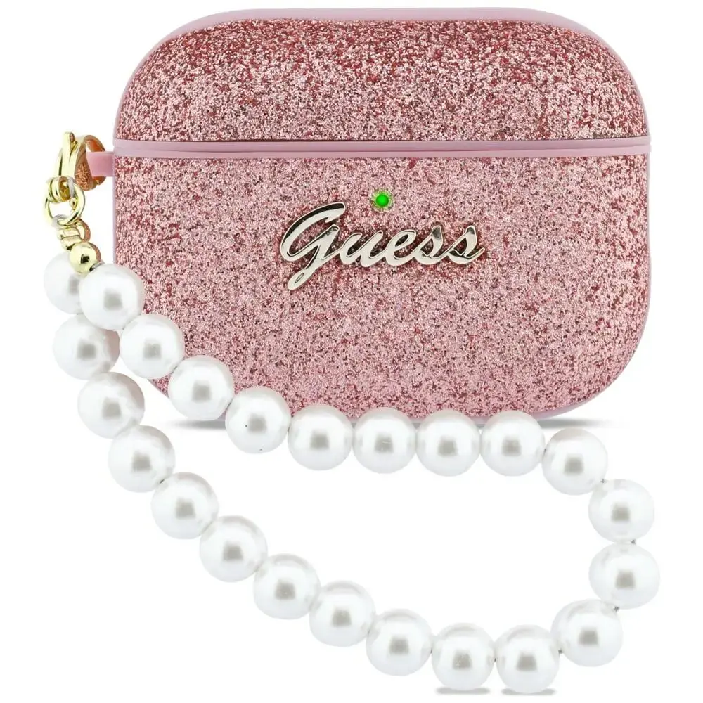 Case Guess Glitter Pearl Strap for  AirPods Pro 3 pink