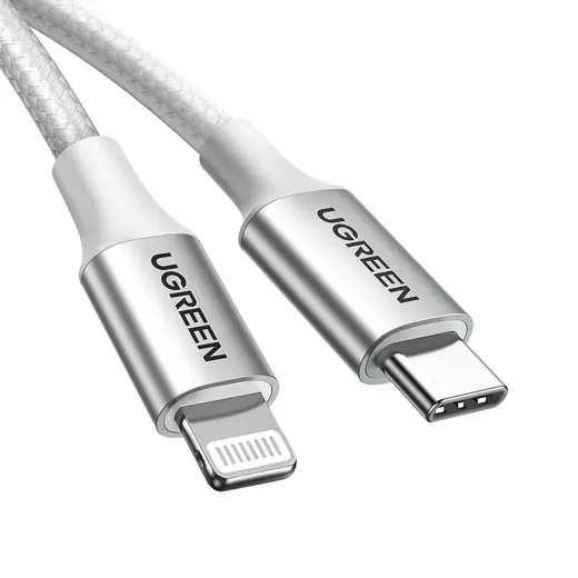 Ugreen US304 70523 datu pārraides un uzlādes vads | USB-C uz Lightning | 15W | 1m | sudrabs