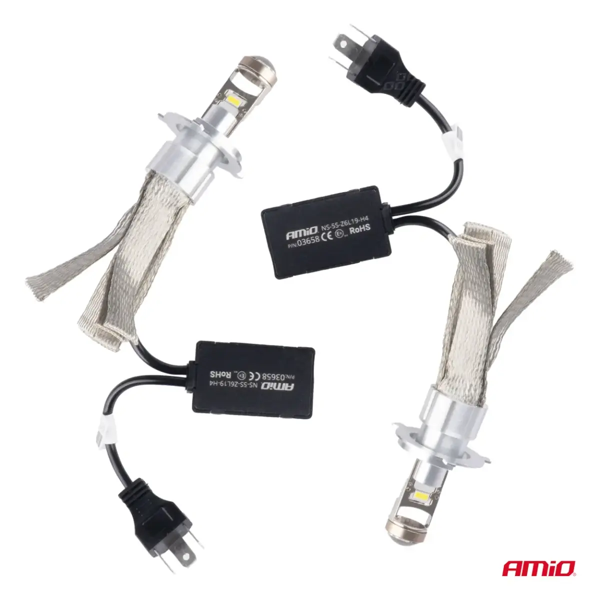 LED car bulbs FLEX+ series H4 lens 12V 24V 6000K Canbus AMIO-03658