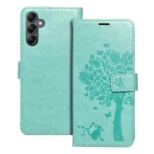 MEZZO tree grāmatveida maciņš telefonam Samsung Galaxy A14 4G (A145) | A14 5G (A146) zaļš