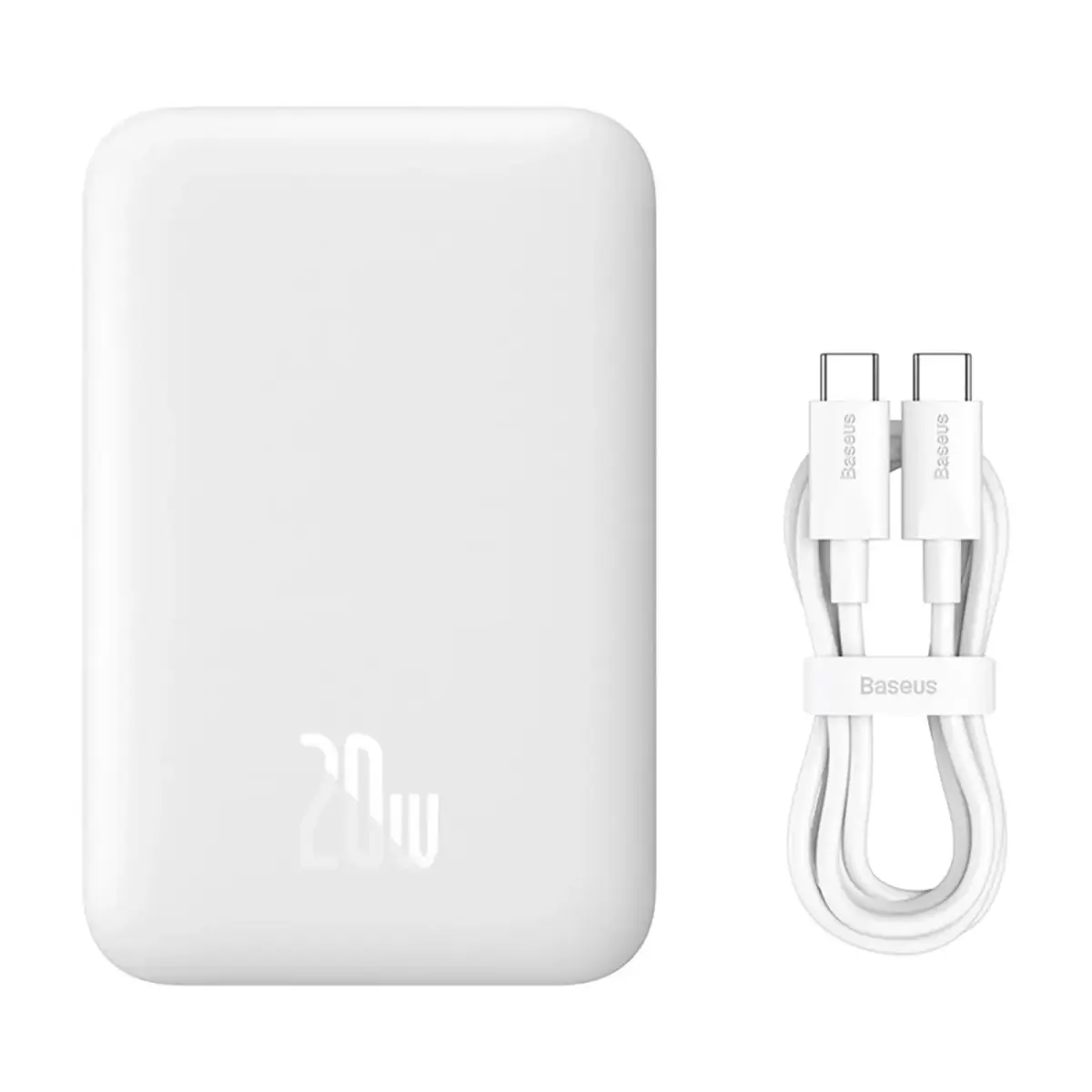 Baseus Magnetic Mini ārējais akumulators (powerbank) | 6000 mAh | 20W | USB-C, MagSafe | balts
