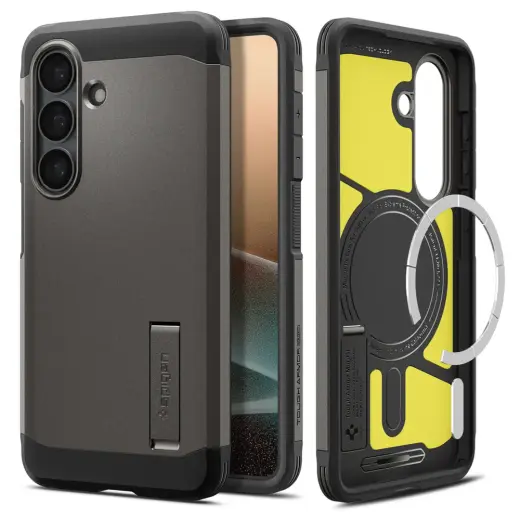 Spigen Tough Armor Mag phone case with MagSafe support for Samsung Galaxy S26 (S942) gray