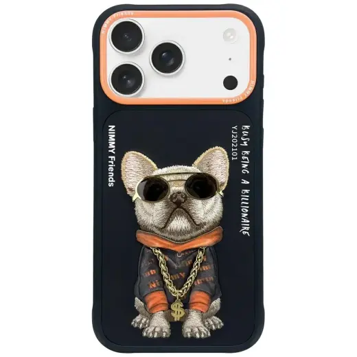 Nimmy Glasses Cool Dog telefono dėklas, skirtas iPhone 17, juodos spalvos