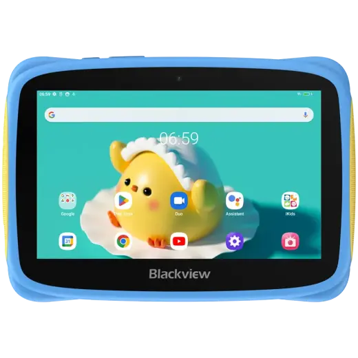 Blackview Tab 3 Kids, Blue, 7-inch HD 1024x600, 7731E Quad-core 1.3GHz, Front 0.3MP; Rear 2MP Camera, 2GB/32GB, 3280mAh battery, NO Charging Doke 3.0 Go (Android 13), WiFi version, 802.11 b/g/n(2.4GHz), Blue