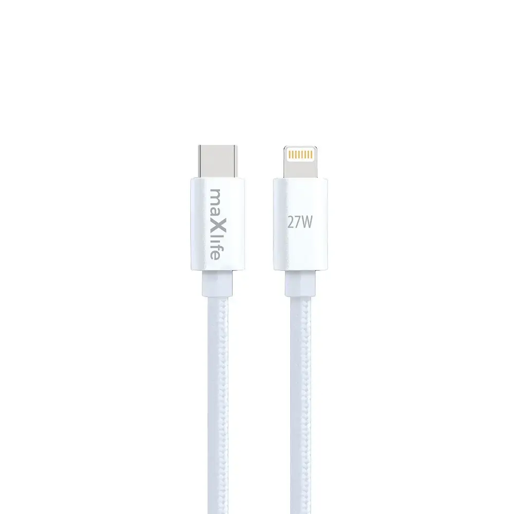 Maxlife MXUC-12 datu pārraides un uzlādes vads | USB-C uz Lightning | 27W | 1m | balts