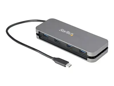 StarTech.com 4 Port USB C Hub - 4x USB-A - 5Gbps USB 3.0 Type-C Hub (USB 3.2|3.1 Gen 1) - Bus Powered - 11" Long Cable w| Cable Management (HB30CM4AB) - hub - 4 ports