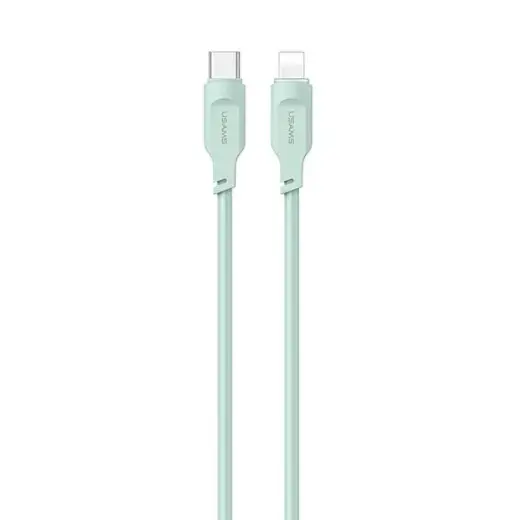 USAMS Lithe Series SJ566USB04 data transfer and charging cable | USB-C to Lightning | 20W | 1.2m | green