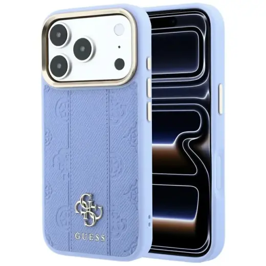 Guess Stripe Peony 4G Logo telefono dėklas su MagSafe palaikymu iPhone 18 Pro | iPhone 17 Pro mėlynas