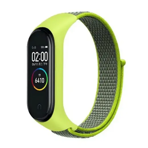 Beline išmaniojo laikrodžio dirželis Xiaomi Mi Band 3/4/5/6/7 | nailoninis | geltonas