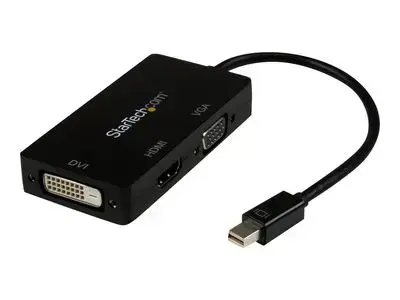 StarTech.com 3 in 1 Mini DisplayPort Adapter - 1080p - Mini DP | Thunderbolt to HDMI | VGA | DVI Splitter for Your Monitor (MDP2VGDVHD) - video converter - black