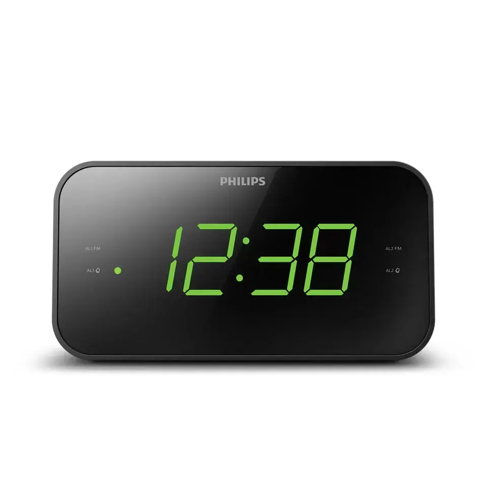 PHILIPS radio pulkstenis, melns