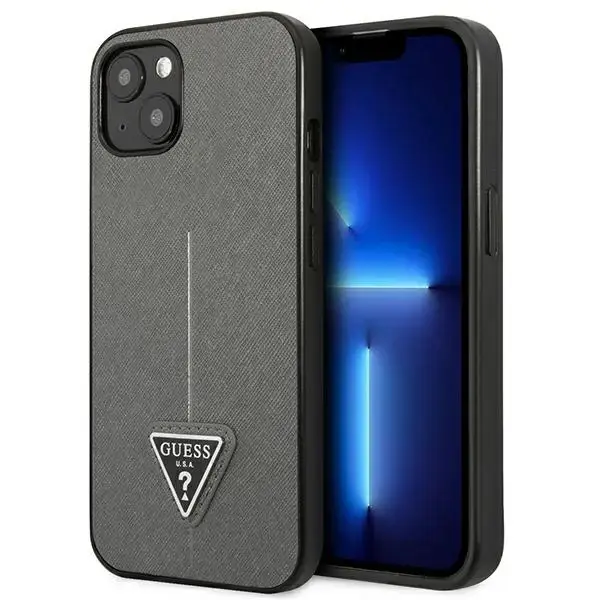 Guess GUHCP14SPSATLG iPhone 14 6,1" srebrny|silver hardcase SaffianoTriangle Logo