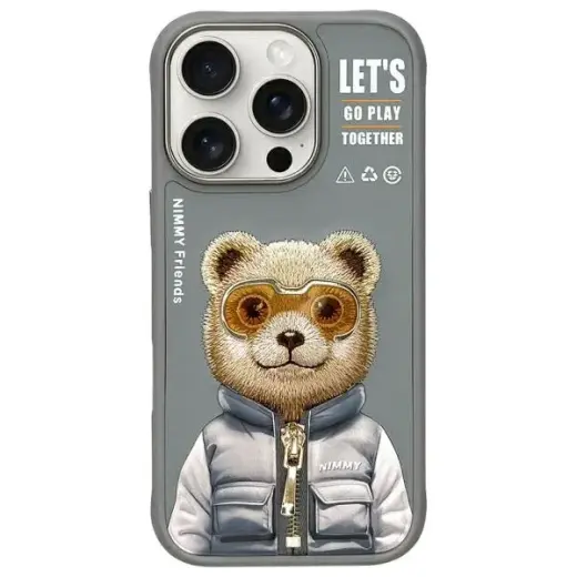 Cool&Cute 2.0 Bear phone case for iPhone 16 Pro Max gray