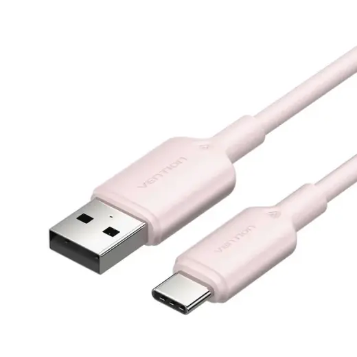 Vention CTQPH datu pārraides un uzlādes vads | USB-A uz USB-C | 15W | 2m | rozā