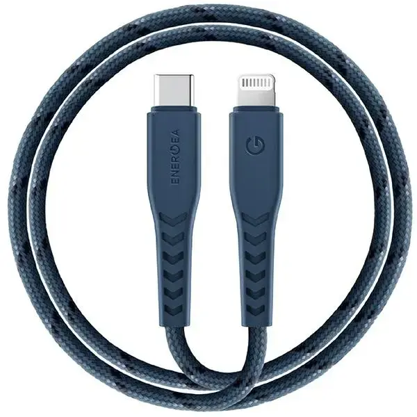 Energea Nyloflex datu pārraides un uzlādes vads | MFI | USB-C uz Lightning | 15W | 1.5m | zils