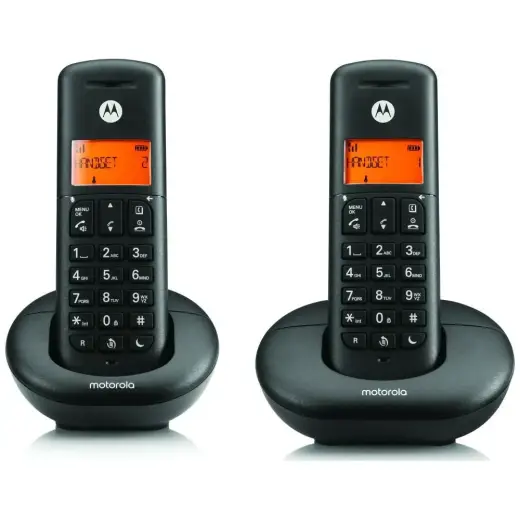 Set of Motorola E202 cordless landline phones 2 pcs. black