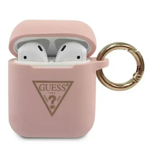 GUACA2LSTLPI Guess Triangle Silicone Case for Airpods 1 | 2 Pink