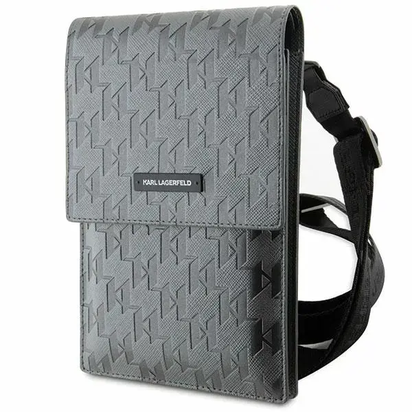Karl Lagerfeld Torebka KLWBSAMSMG srebrny|silver Saffiano Mongram Plaque