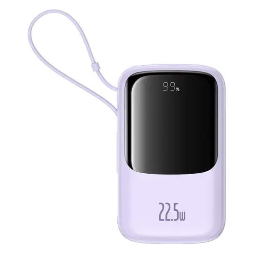 Baseus Qpow Pro+ väline akupank (powerbank) | 10 000 mAh | 22.5W | USB-C, USB-A | LED ekraan | lilla
