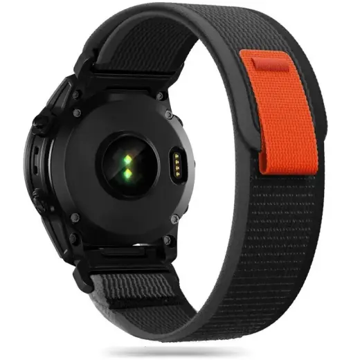 Tech-Protect Nylon ремешок для умных часов Garmin Fenix 5/6/6 Pro/7 | нейлоновый | чёрный/оранжевый
