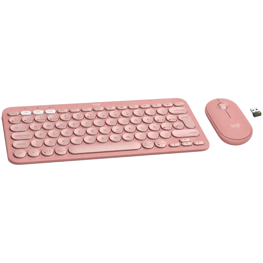 LOGITECH Pebble 2 Bluetooth Keyboard Combo - TONAL ROSE - UK